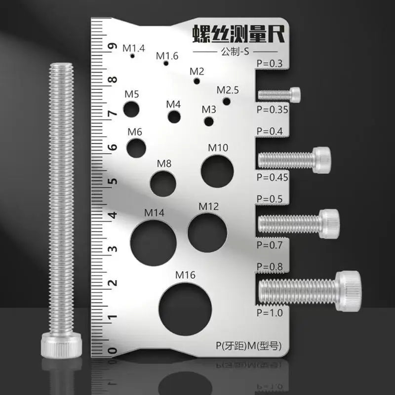 Stainless Steel Thread Checker Screw Pitch Gauge Metric Measurement Ruler Tool For Bolt Nut Screw Bit Caliper Measuring Qme