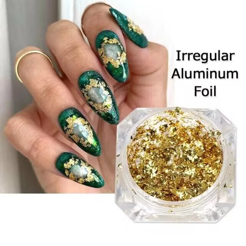 Golden Foil Flakes Nail Foils Gold Art DIY Arts Crafts Epoxy Tumbler Qme