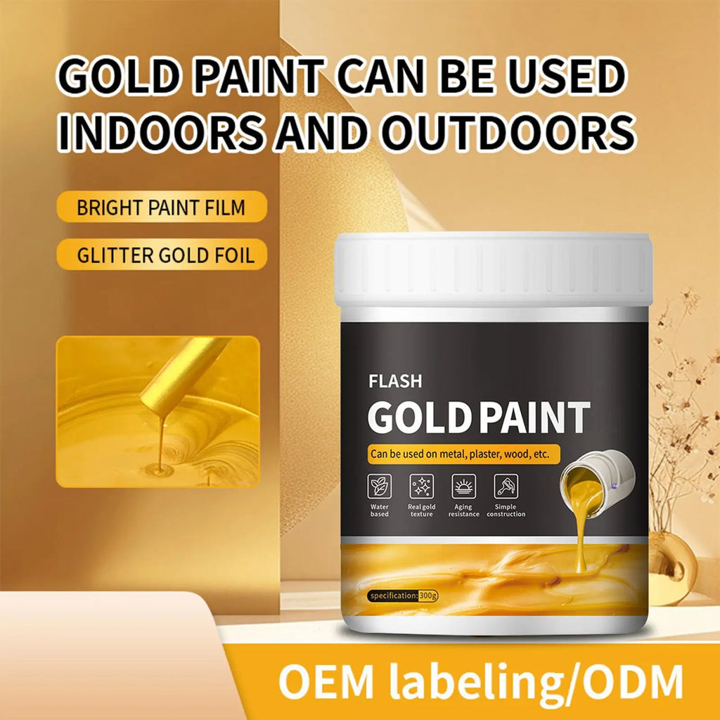 NEW Liquid Gold Foil Paint 300g Non-Fading Liquid Gold Foil Paint Metal Plaster And Wood Painting Easy To Apply Art Supplies Qme