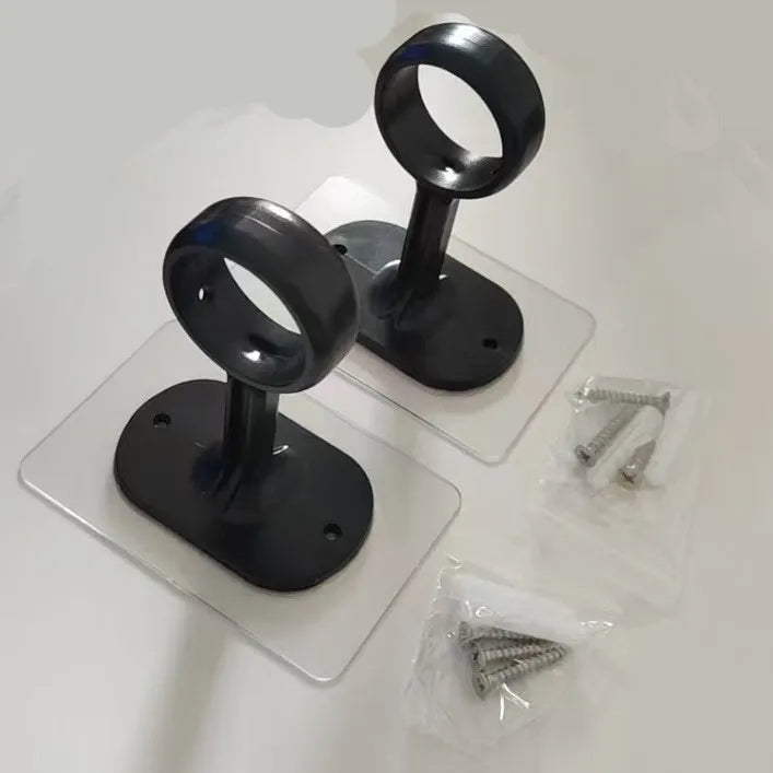 2pcs non perforated ceiling curtain rod bracket, self-adhesive adjustable curtain hook, suitable for wardrobes and bedrooms, mul Qme 2pcs Black