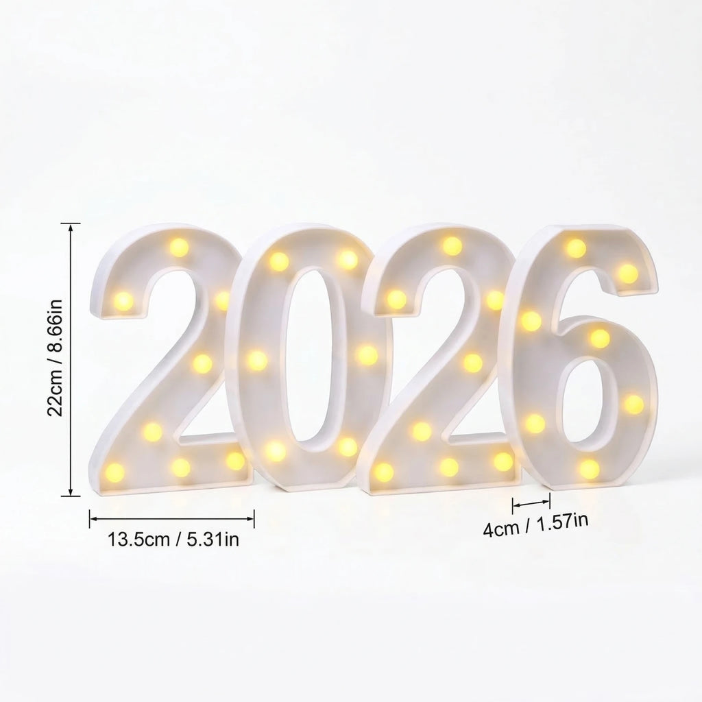 2026 Graduate 22cm LED Luminated Digital Letter Signboard Desktop Ornament Party New Year DIY Light Scene Decorative Props Qme
