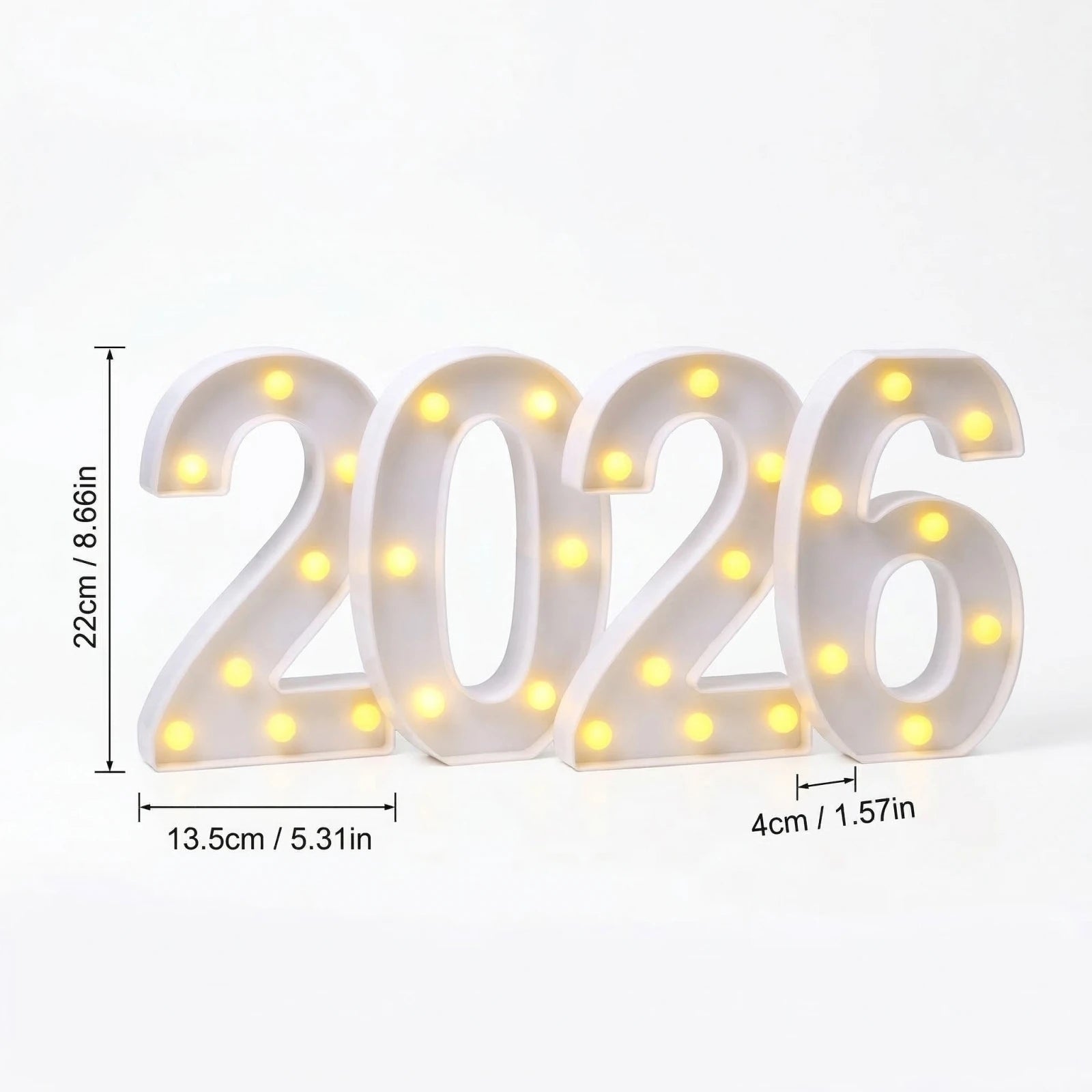 2026 Graduate 22cm LED Luminated Digital Letter Signboard Desktop Ornament Party New Year DIY Light Scene Decorative Props Qme