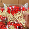 50Pcs/set Christmas Fruit Sticks Disposable Bamboo Sticks Snowflake Christmas Tree Elk Santa Claus Snowman Sticks Xmas Ornaments Qme Santa Claus