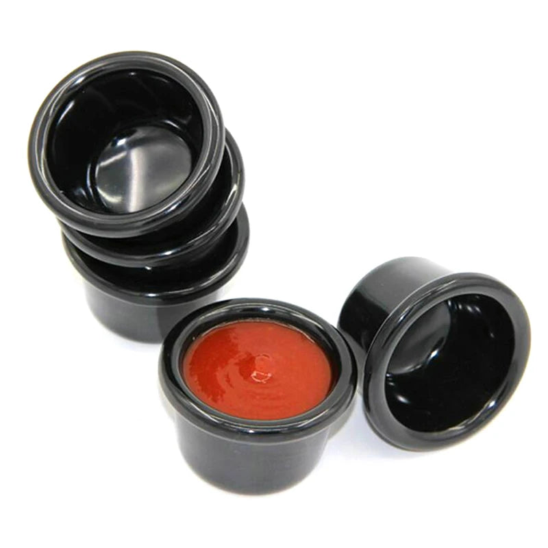 Sauce Bowl Gravy Boats Round Glossy Melamine Black Mini Dipping Cup Qme