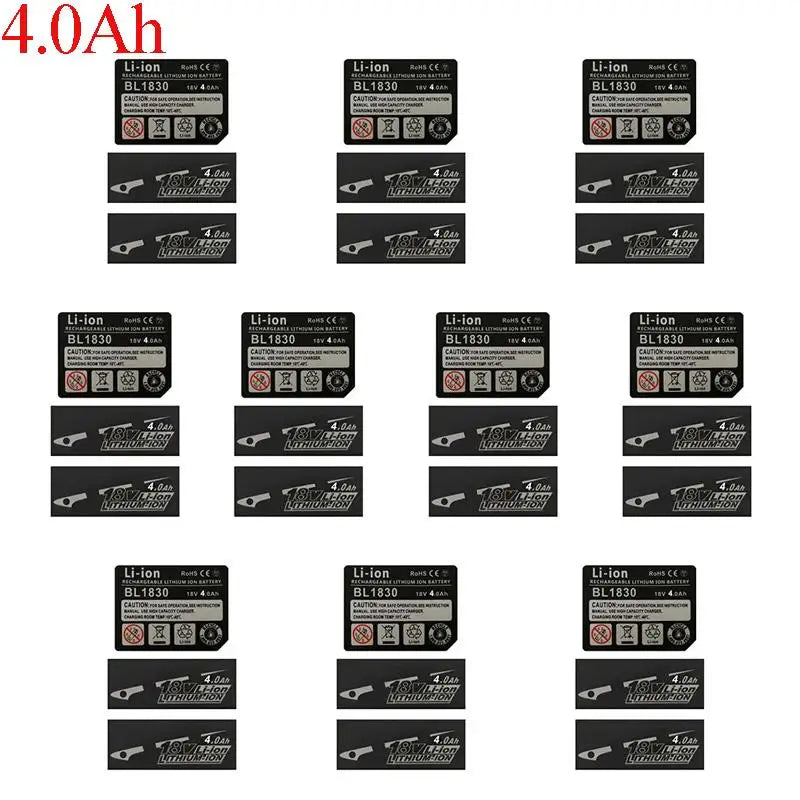 18V 3Ah 4Ah 5Ah 6Ah 9Ah BL1830 Li-ion Battery Label Stickers Capacity Qme 4.0Ah