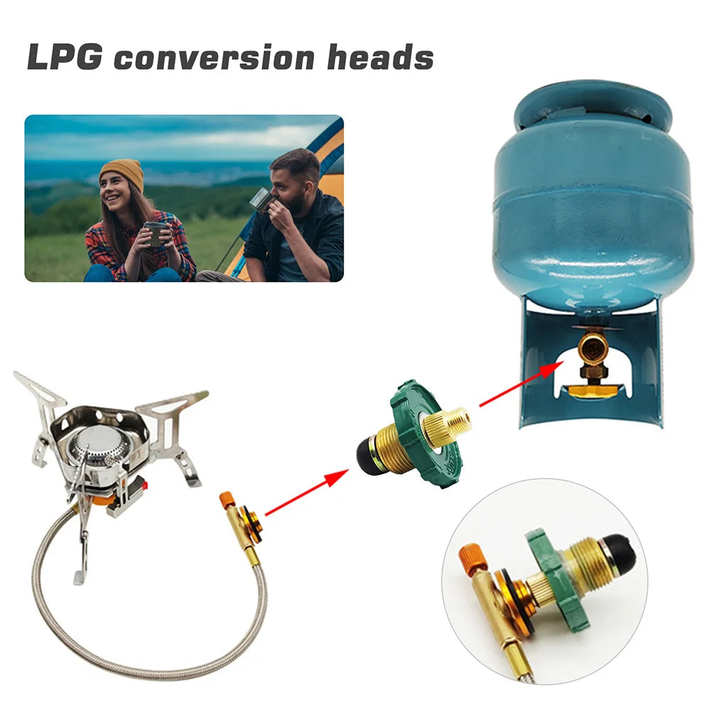 Camping Gas Stove Converter Adapter Gas Furnace Conversion Head Practical Zinc Alloy Camping Stove Accessories Qme