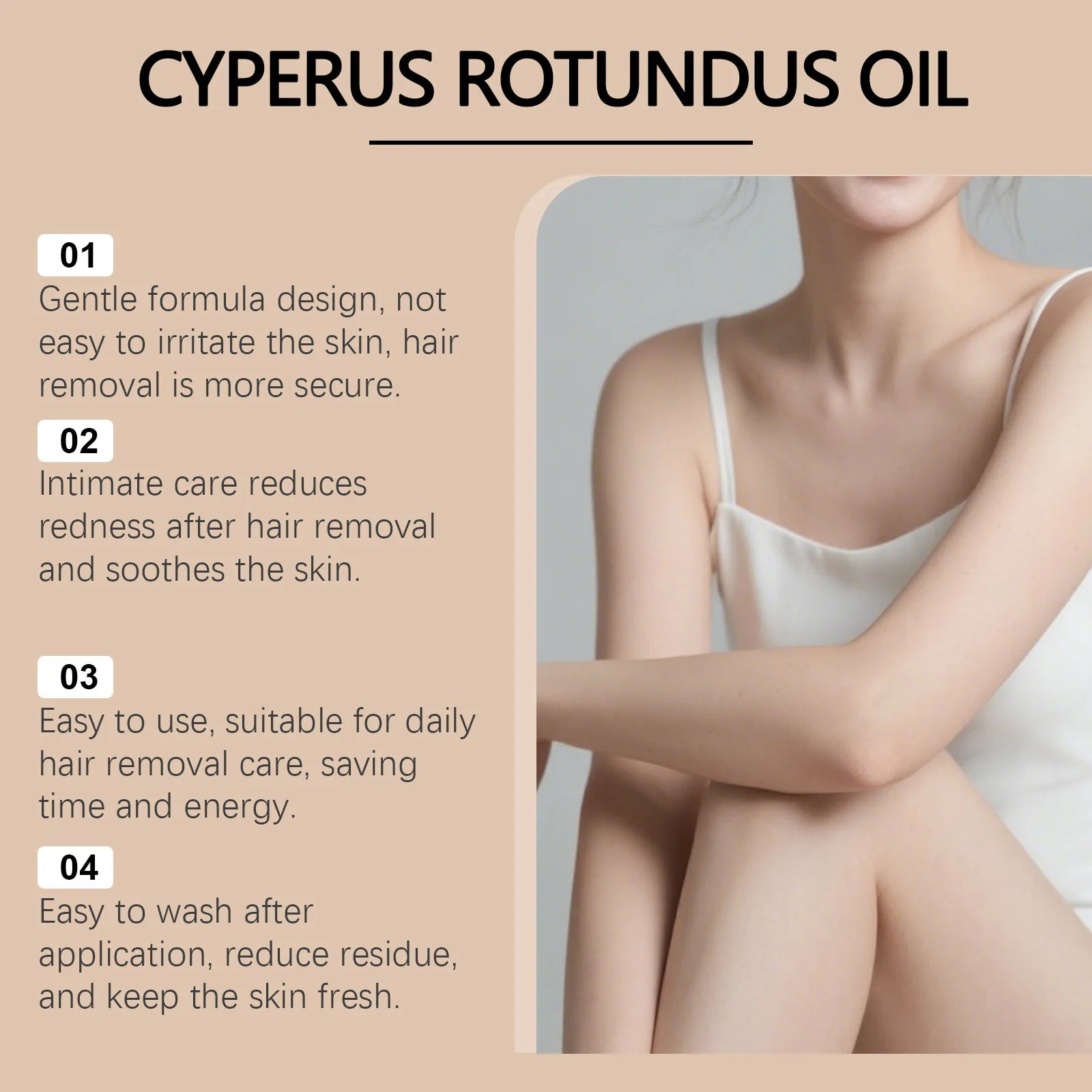 Cyperus Rotundus Oil Body Post Hair Removal Soothing Oil Hair Growth Inhibitor Depilatory After Epilation Care for Smooth Skin Qme