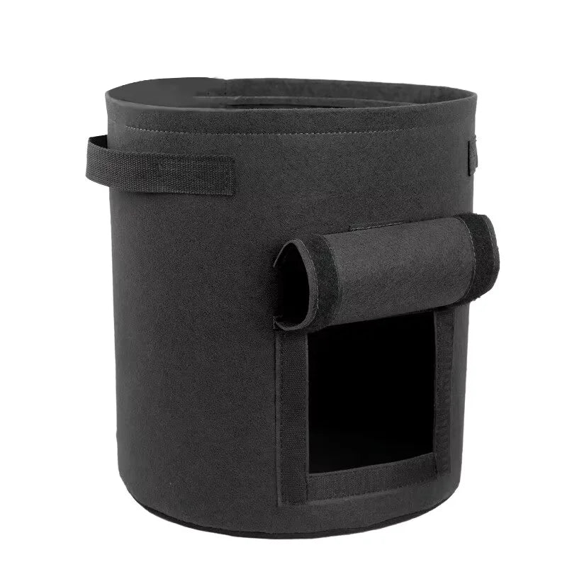 Garden Felt Potato Planting Bag Large Diameter Vegetable Plant Seedling Bag Non-Woven Felt Potato Growing Bucket Qme Black 25X30CM