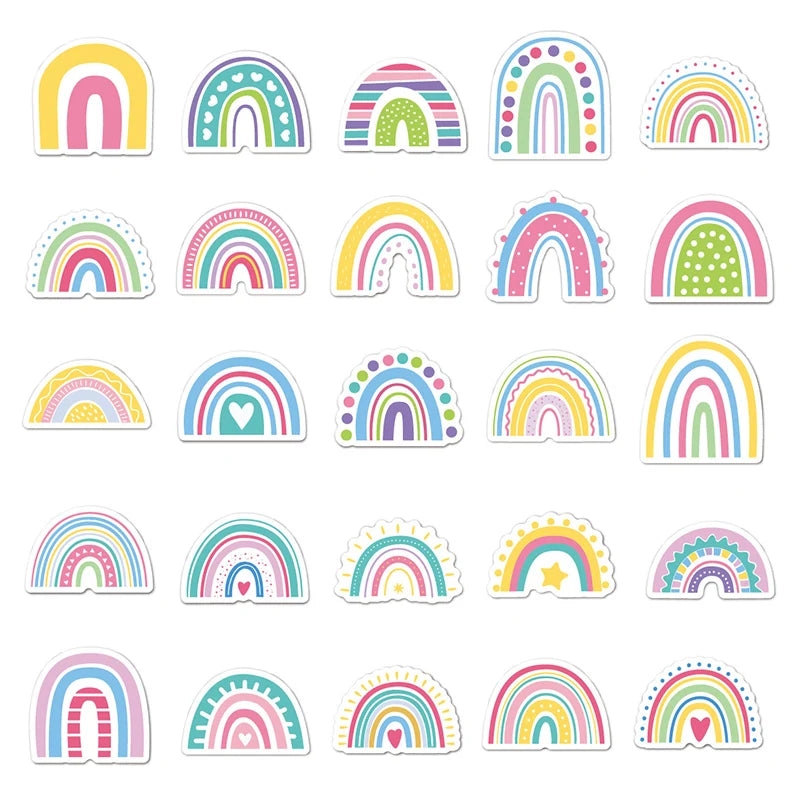 A set of rainbow stickers, birthday party cartoon graffiti stickers, water cup stickers Qme