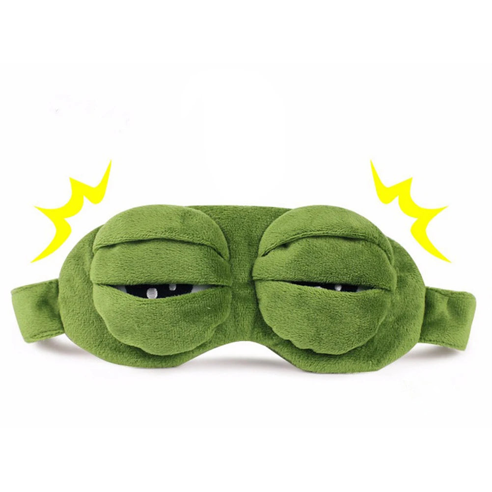 3D Sad Frog Sleep Mask Natural Eye Travel Sun-blocking Soft Portable Qme