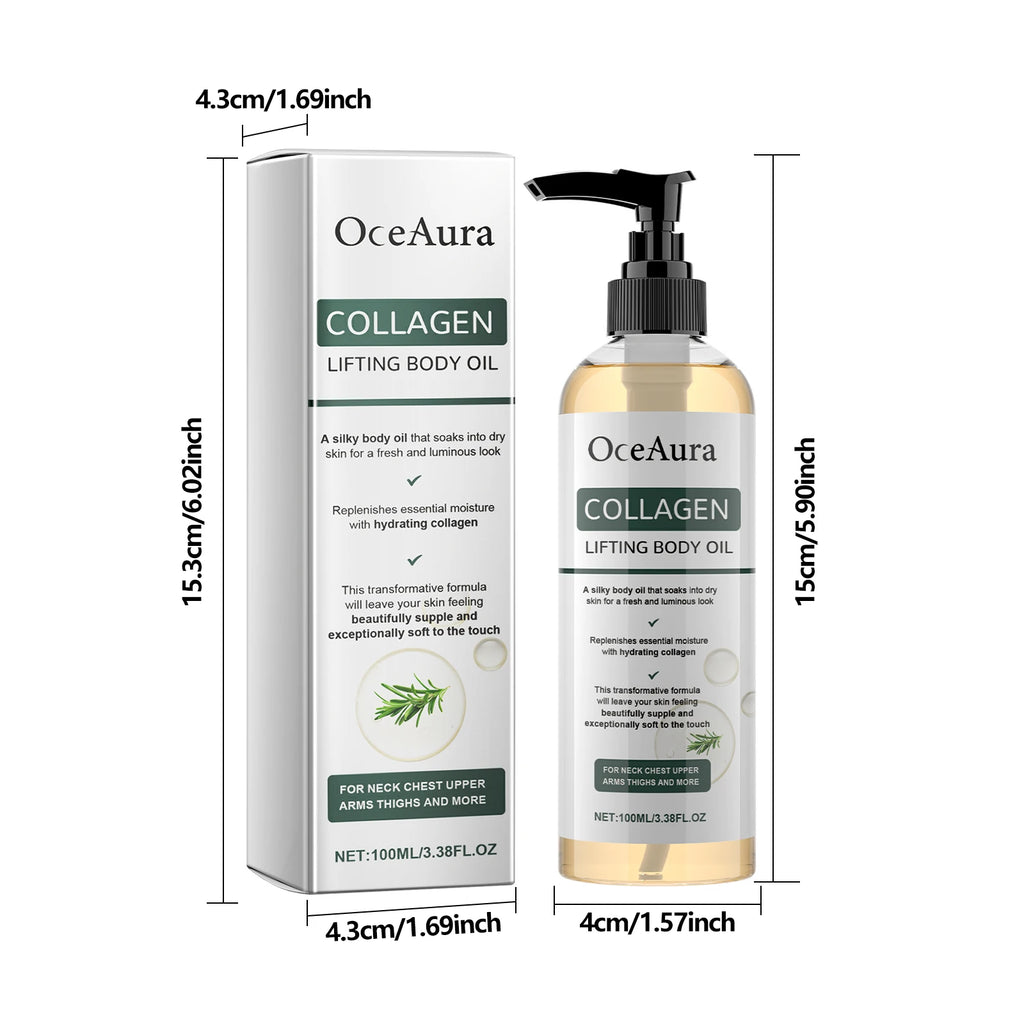 Collagen Lifting Body Oil Hydrating Tightening Whole Body Massage Essential Oil Lifting Firming Body Oil for Dry Skin Moisturize Qme