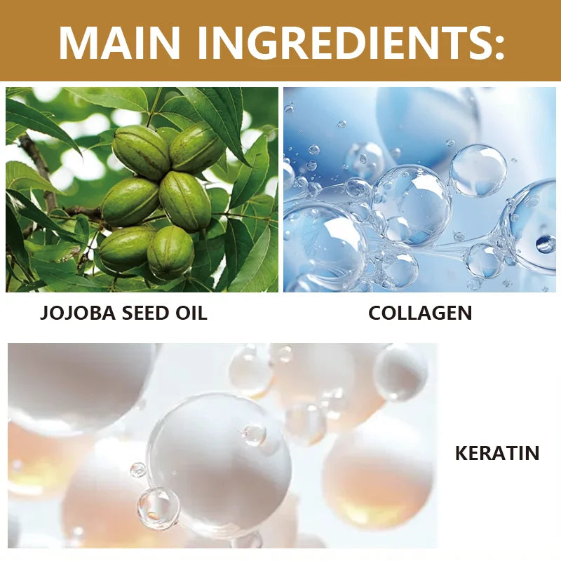 Unisex Keratin Hair Mask with Collagen and Coconut Oil - Deep Care Cream for Long Hair, Moisturizing, Suitable for Dry/Damaged Hair, Suitable for All Types Qme