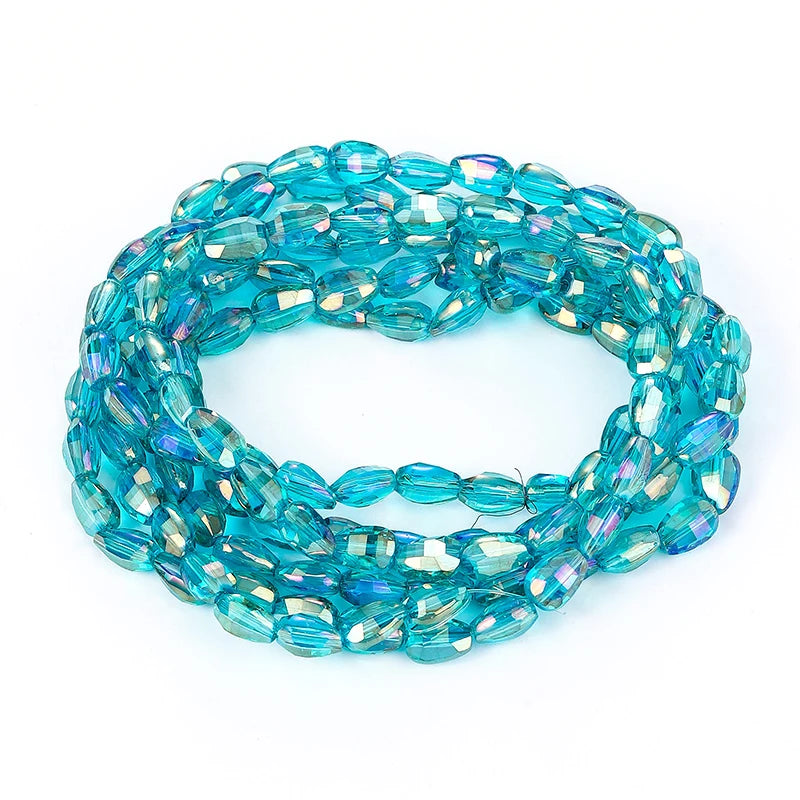 10 Colors 6x8mm Faceted Glass Beads Loose Craft Spacer Beads for DIY Jewelry Bracelet Necklace Earring Keychain Making Crafts Qme Color 2 6x8mm-70pcs