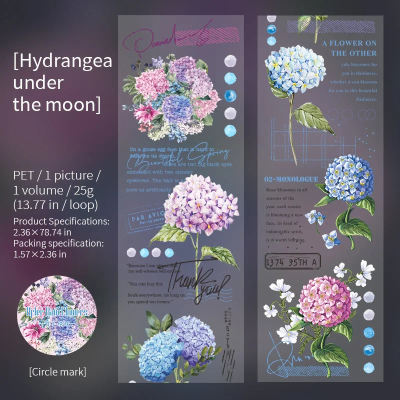 60mm*2m Floral Stickers PET Tapes Collage Journal Stickers DIY Scrapbook Planner Decor Photo Album Aesthetics Stationery Tapes Qme F6 60mm X 200cm