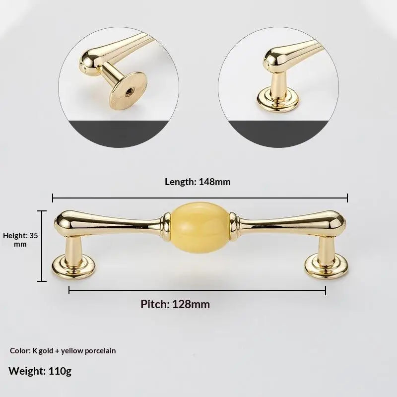 Modern Colored Ceramic Furniture Handle Golden Wardrobe Cabinet Handles Closet Door Knob Dressing Table And Drawer Pull Hardware Qme A24