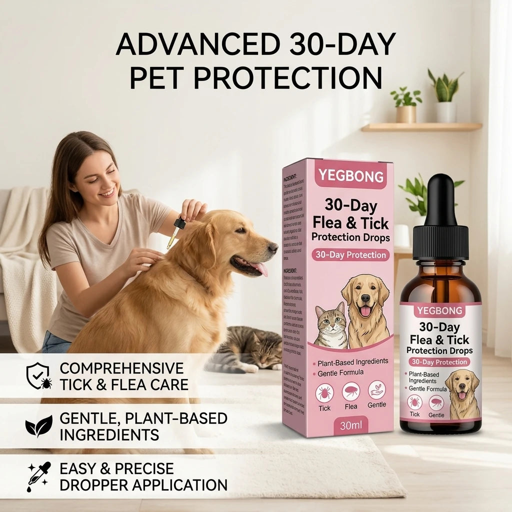 Pet Flea & Tick Removing Drop Cleaning Skin Repel Fleas & Mites Refreshing Long-Lasting Protection Gentle Pet Pest Repellent Oil Qme