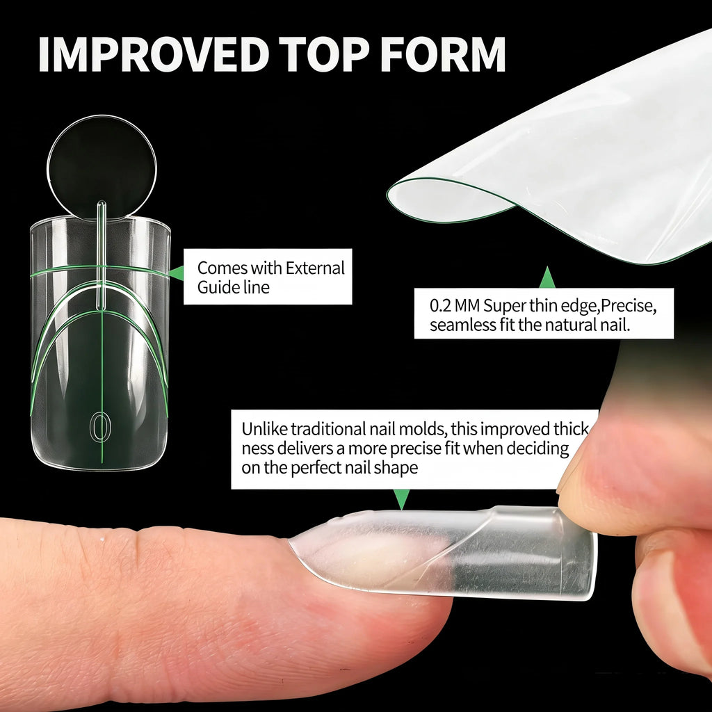 Nailpop French Line Dual Forms Nail Tips 14 Sizes Square Coffin Qme