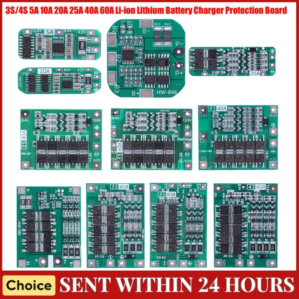 2S 3S 4S 20A 40A 60A Li-ion Lithium Battery Charger Protection Board 18650 BMS Drill Motor 11.1V 12V/14V 16.8V Enhance/Balance Qme