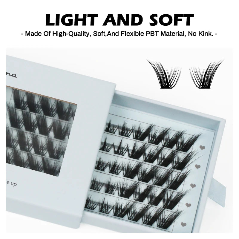 NATUHANA DIY Clusters Individual Lashes Eyelash Extension Makeup Qme