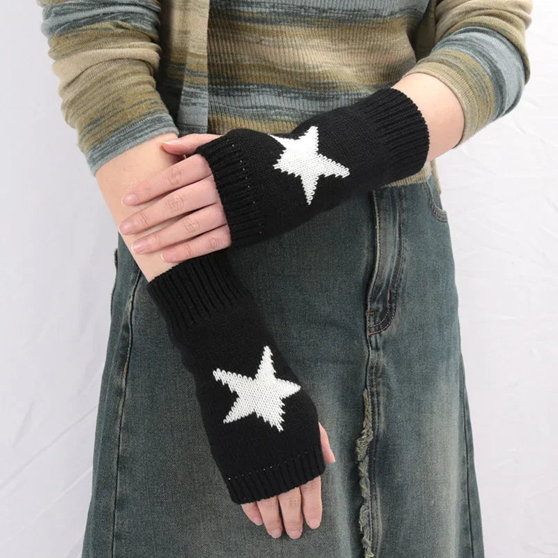 Knitted Half Finger Gloves Women's Warm Soft Winter Mittens for Girl Guantes Y2K Sleeve Girls Lolita Goth Fingerless Gloves Qme
