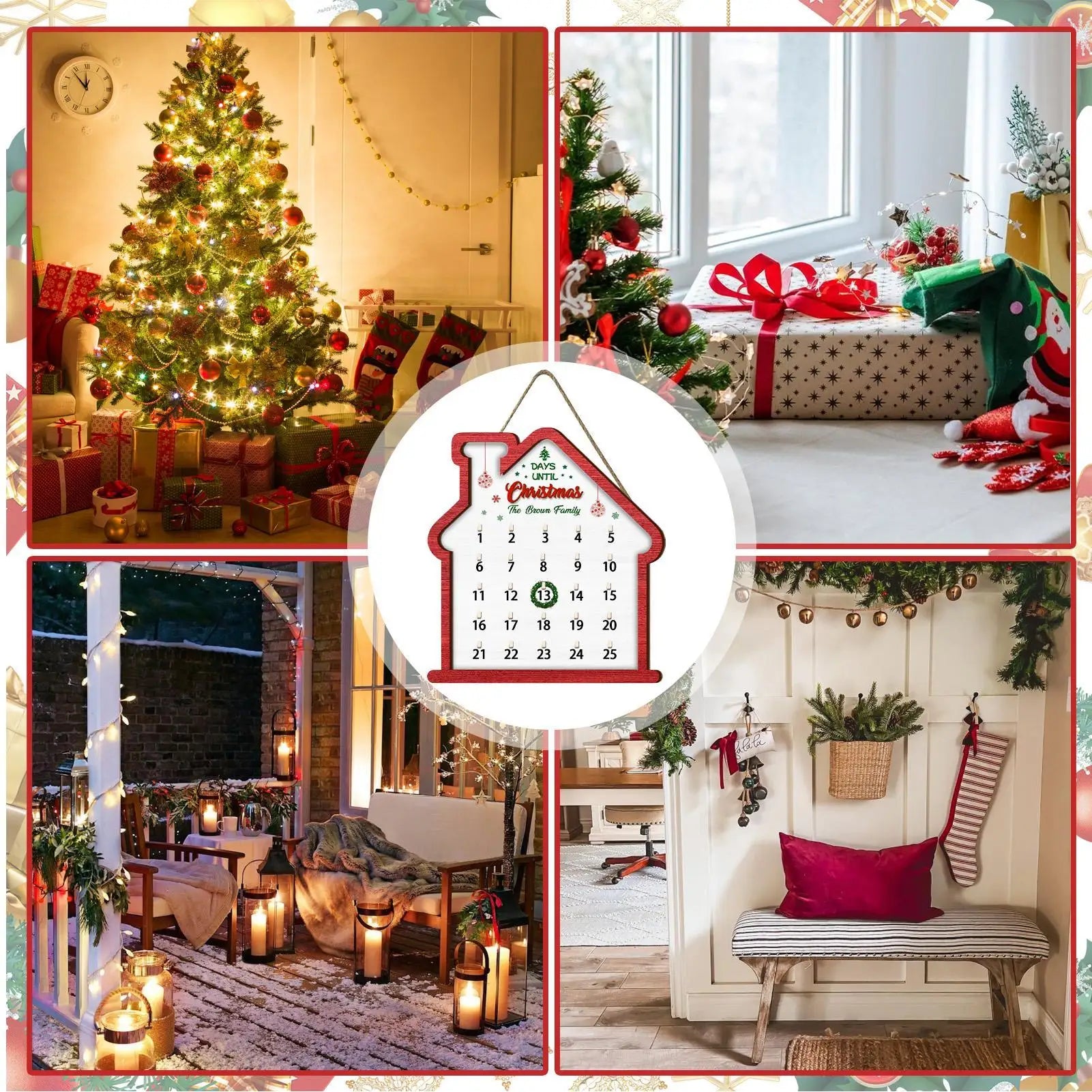 Christmas Calendar Advent 2025 Sign Home Decor Countdown Ornaments Qme