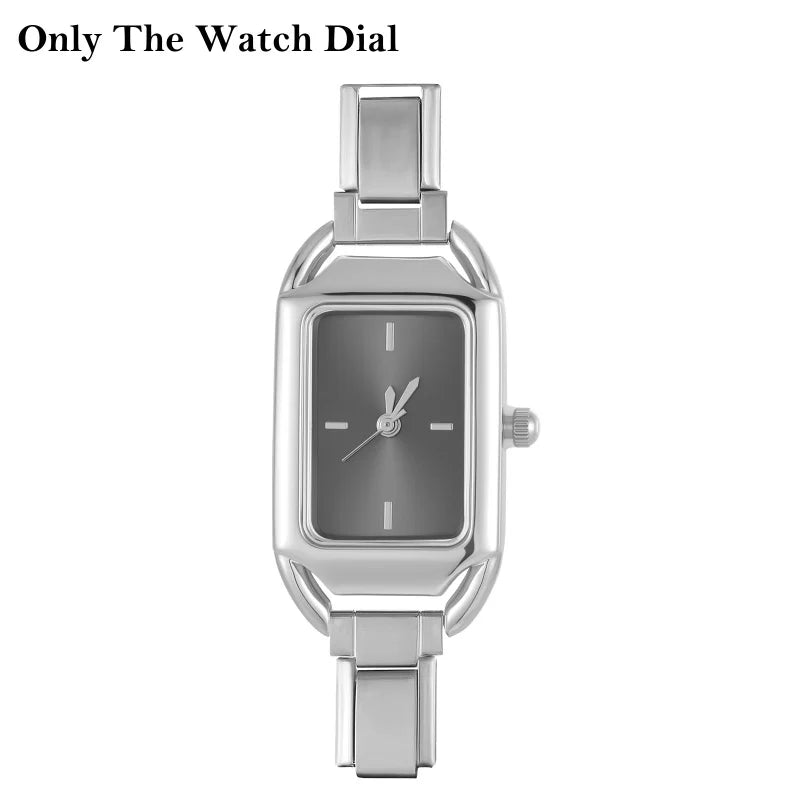 Vintage Square Inlaid Zircon Stainless Steel Watch Bracelet Women's