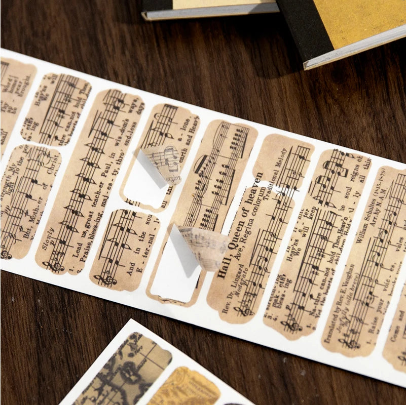 18sheets Vintage Washi Paper Label Stickers Book Letter Sticker for Decor Scrapbooking Journals Album Diary DIY Sticker Qme