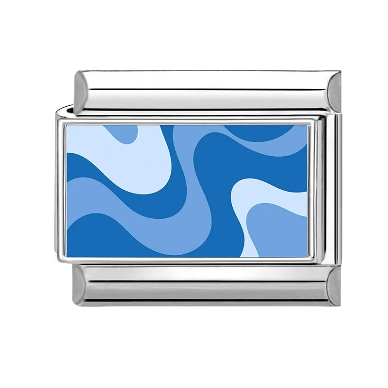 Fashion Blue Series Cartoon Shark Sea Seagull Crab Italian Charm