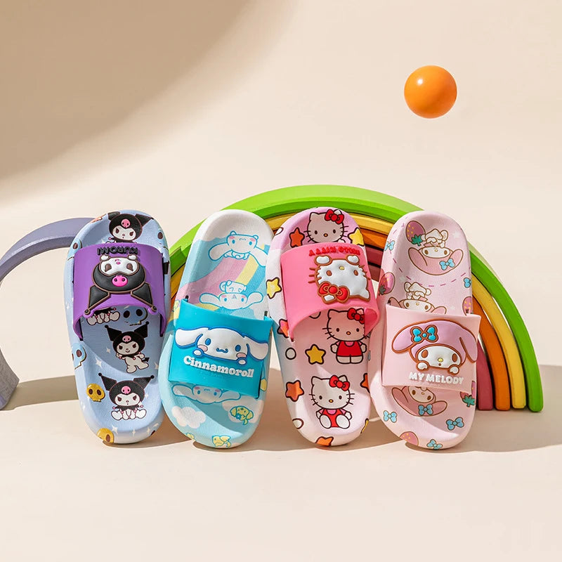 Hello Kitty Kuromi Slippers Non-Slip for Home Use Indoor Slippers for Students Cute Thong Sandals Qme