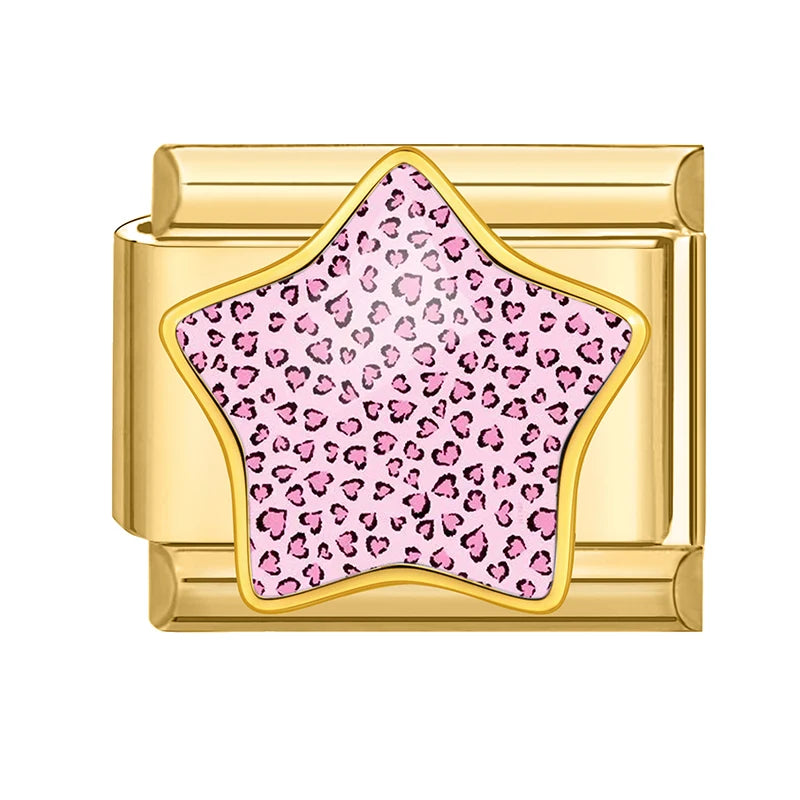 3D Inlay Stars Cute Zebra Stripe Pink Blue Leopard Print Italian
