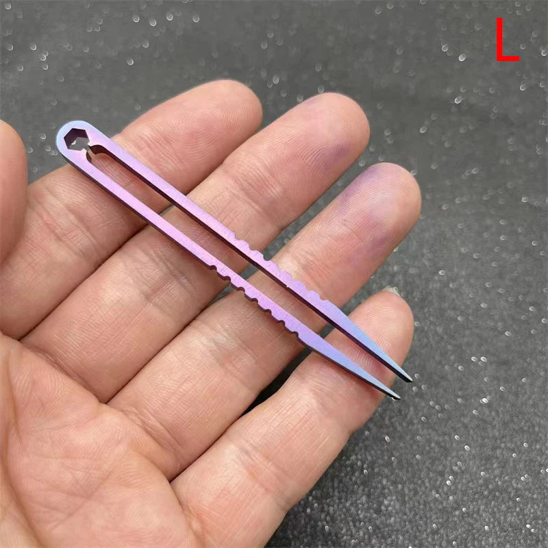 Tweezers Pick Up Clamping Titanium TC4 Clip EDC Multipurpose Gadget Qme L Multicolor