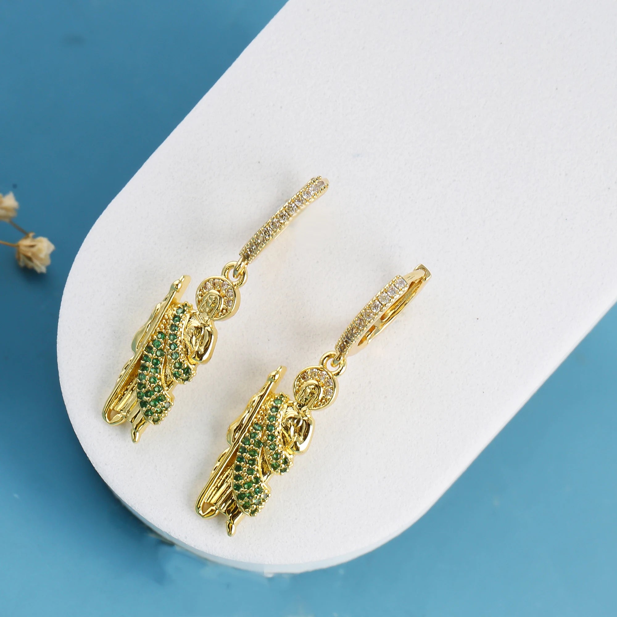 High Quality Shiny Zirconia St. Jude Drop Earrings New Fashion for Women Girls Religious Jewelry Birthday Gift Accessories Qme Earrings 1