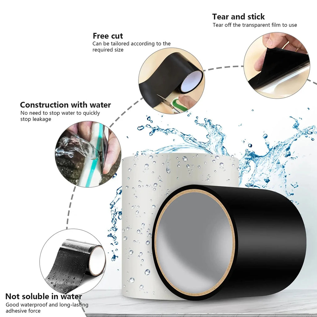 Strong Leak Sealing Tape, High Strength Toughness Swimming Ring Tent Quick Repair Of Water Pipes Self Adhesive Waterproof Tape Qme