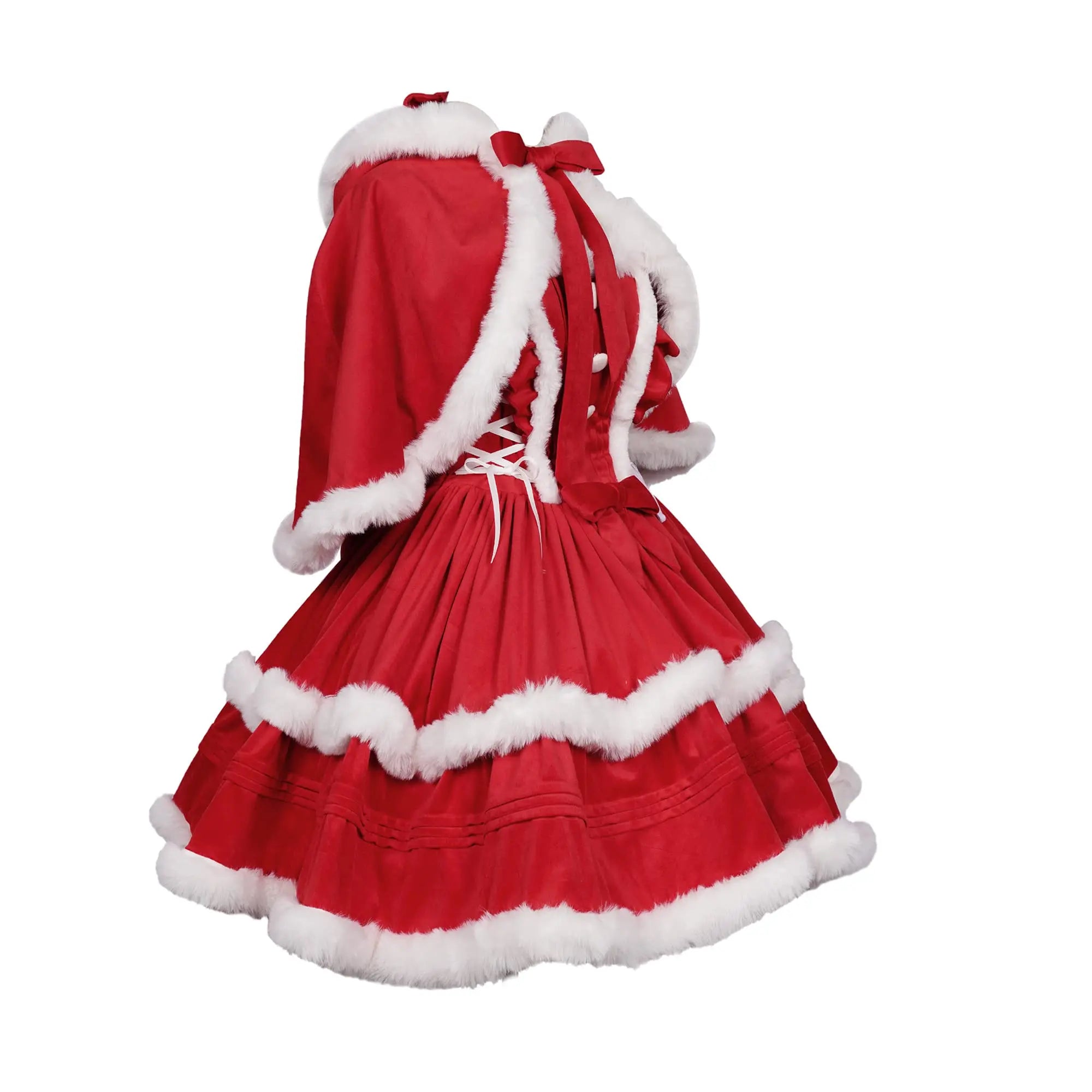 Womens Christmas Dresses Santa Christmas Outfits Cute Lolita Dress Red Green Purple Xmas Halloween Cosplay Costume For Adult Qme