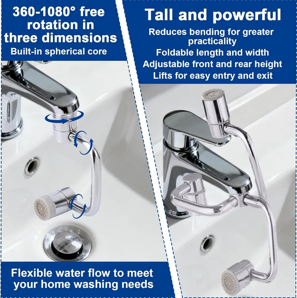 New 1080° Swivel Kitchen Faucet Extender Spray Head Stainless Steel Splashproof 2 Mode Tap Nozzle Bubbler Sink Faucet Aerator Qme