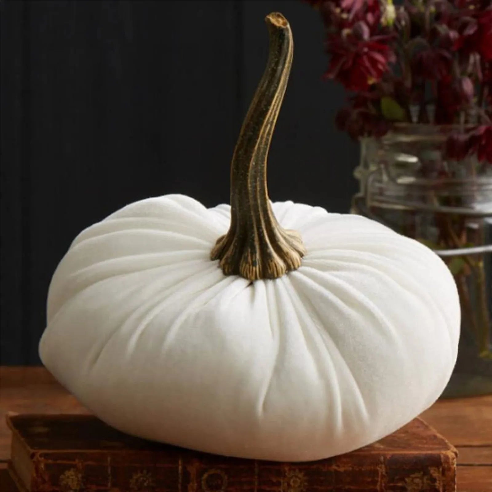 Velvet Soft Pumpkin Ornaments Handmade Home Holiday Ornaments Decoration Autumn Decoration Qme White