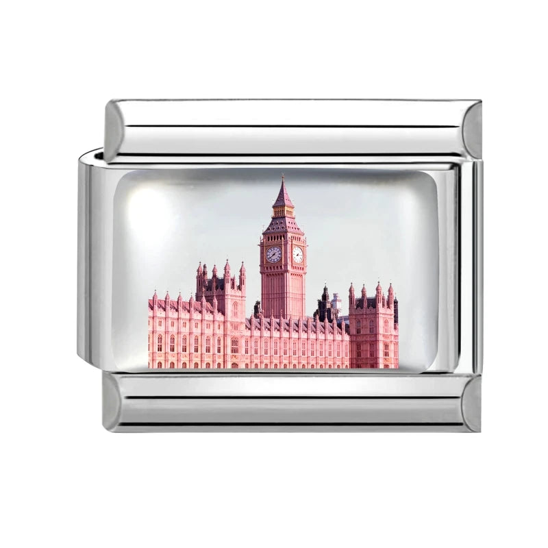 New2026 Hot Fashion Church Tower of Pisa Roman Colosseum Charm Italian Links Fit 9mm Bracelet Stainless Steel Making DIY Jewelry Qme Style 7