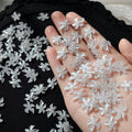 Sparkling White 5 Petal Flower Nail Charms, 3D Resin Small Flat Back Daisy Nail Art Decorations, Bling DIY Manicure Rhinestones Qme white 50pcs