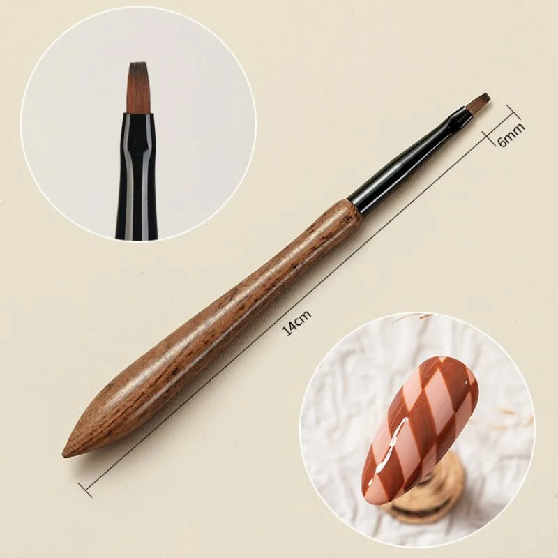 Round Wood Handle Nail Art Liner Brush DIY Painting Pen Sandalwood Brushes Set Drawing Fine Lines Stripe Pen UV Gel Nail Salon Qme 05