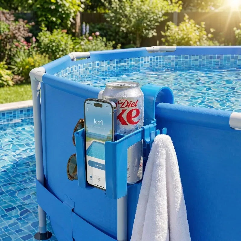 Multi-function Pool Caddy Cup Holder Phone Stand Towel Hook Qme
