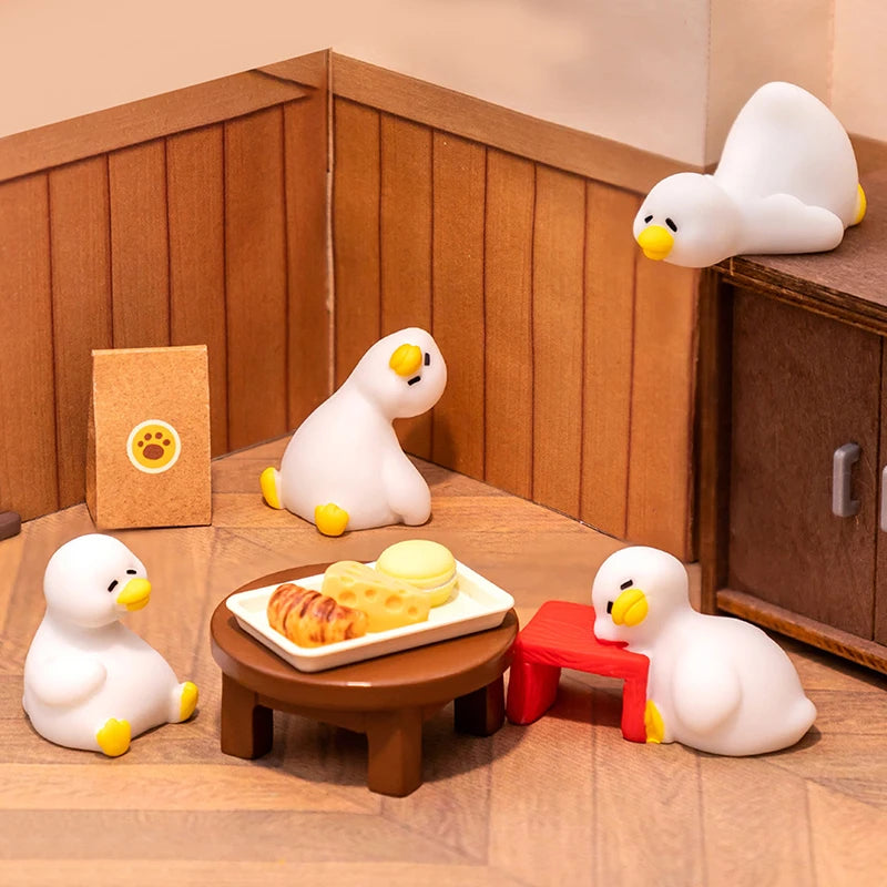 Cute White Duck Animal Micro Landscape Ornaments Home Desk Decoration Qme