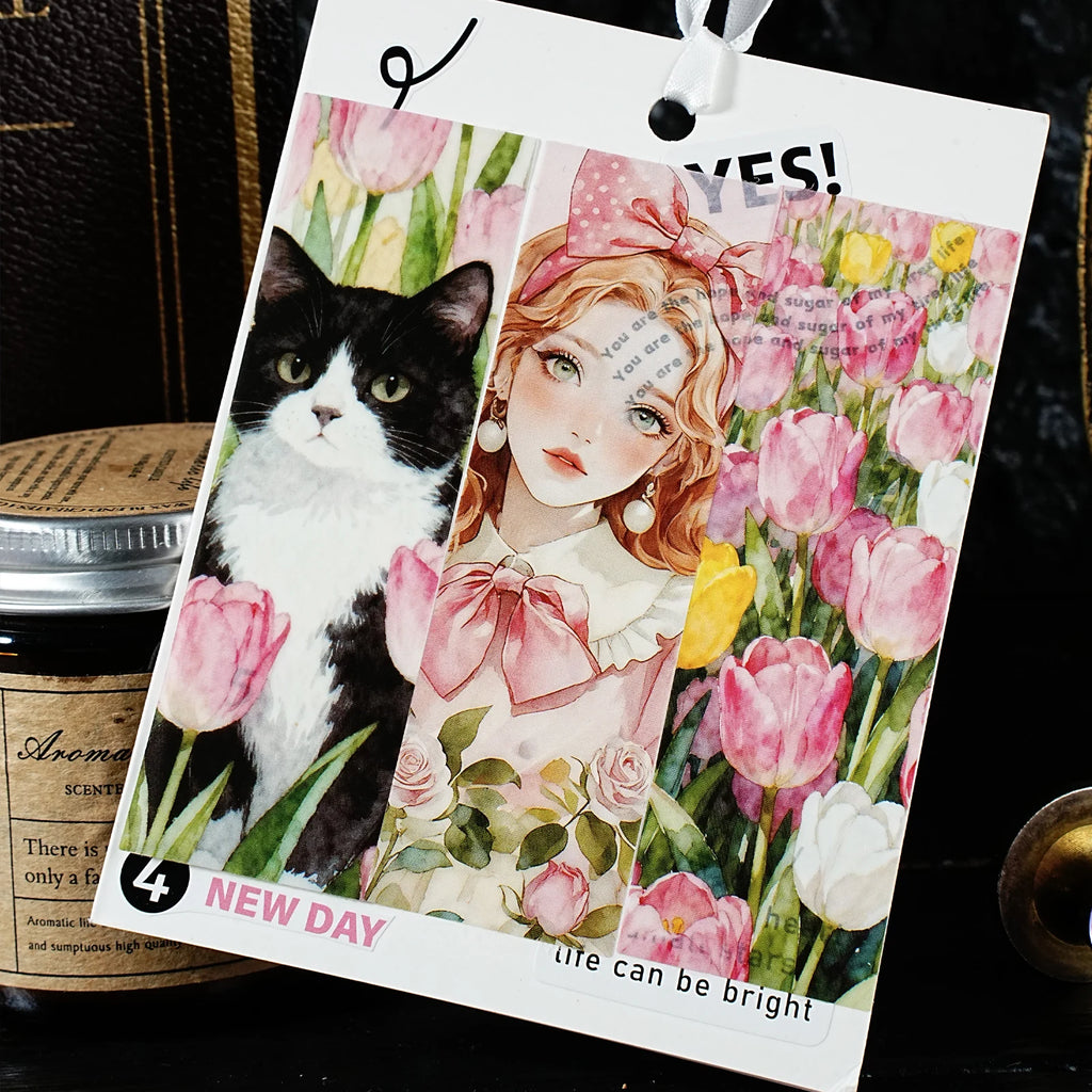 25Sheets/Bag Urban Landscape Figure Theme PET Stickers for DIY Craft Scrapbook Laptop Guitar Phone Case Water Bottle Decoration Qme