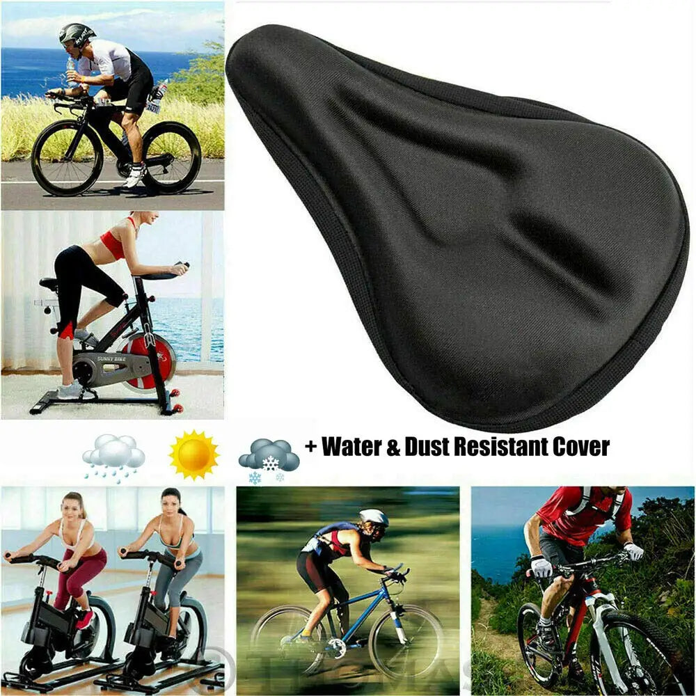 Large Bike Seat Cushion (11x 7 in) with Water&Dust Resistant CoverWide Gel Soft Pad Most Comfortable Bicycle Saddle Cover Qme