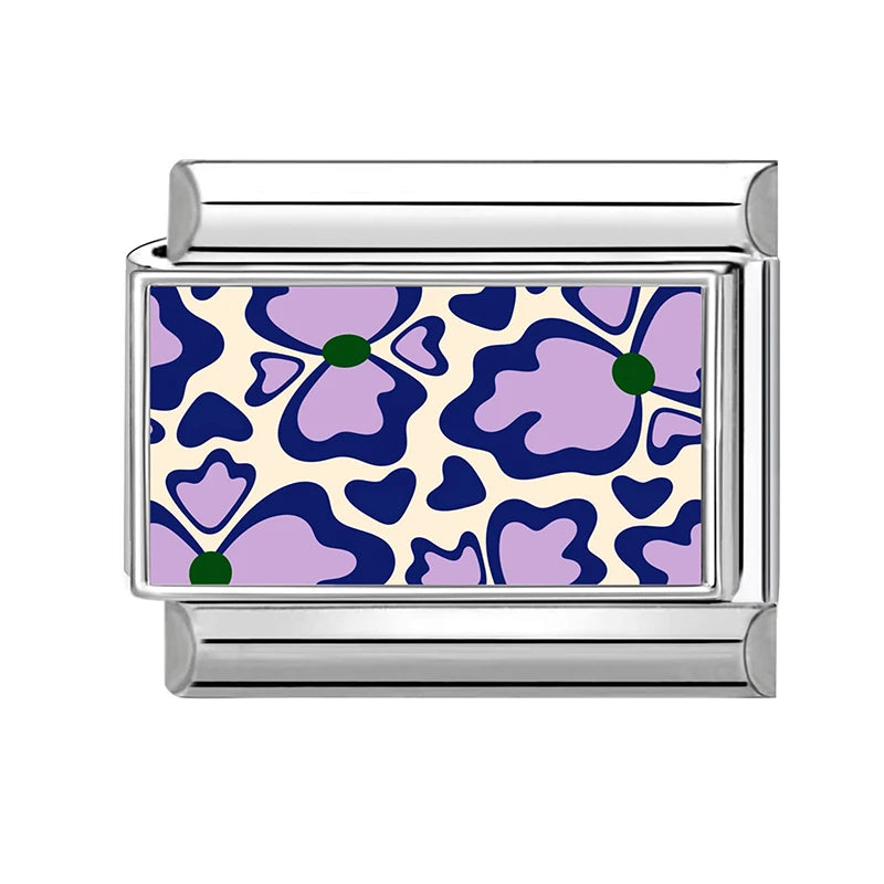 Fashion Purple Series Flowers Cats Dogs Pet Italian Charms Fit