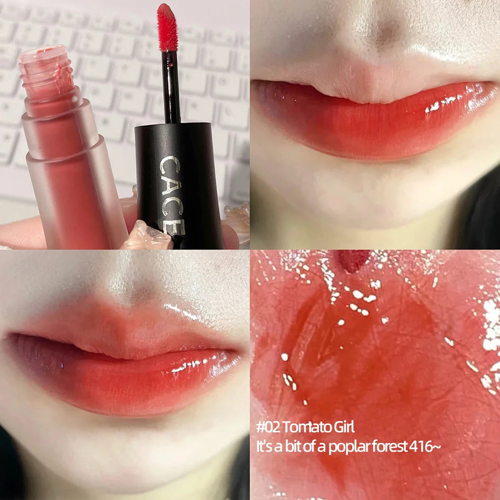 Jelly Lip Gloss Long-Lasting Sexy Red Lip Glaze Colored Moisturizing Lipstick Mirror Water Lip Tint Korean Beauty Lips Makeup Qme 2