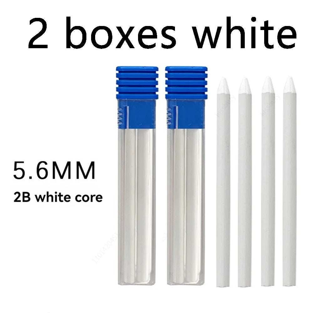 4Pcs/Box 5.6mm 2B/4B/6B/8B Solid Mechanical Pencil Replaceable Lead, Mechanical Pencil Lead Marking Architectural Accessory Qme 2 box white