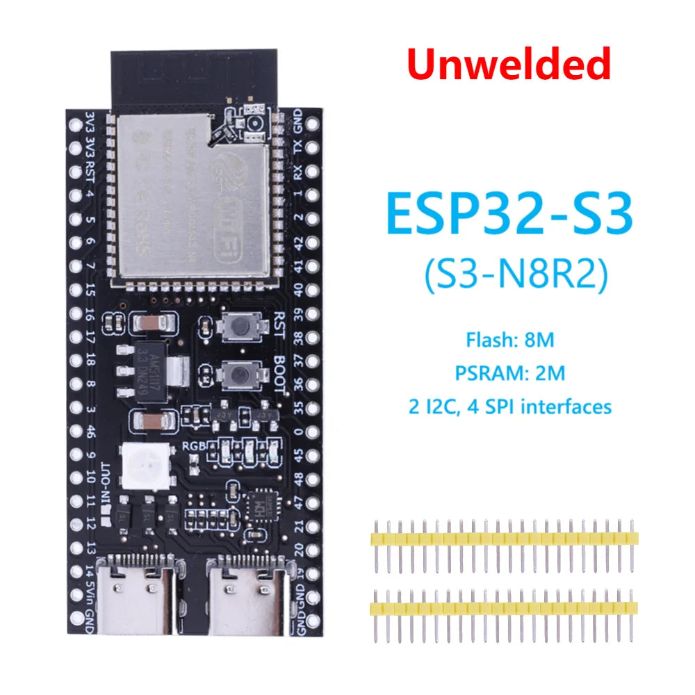 ESP32 S3 Development Board with Expansion Adapter Kit 2.4G Wifi BT Module MCU ESP32-S3WROOM1 N16R8 44Pin Type-C ESP32-S3 Qme S3 N8R2