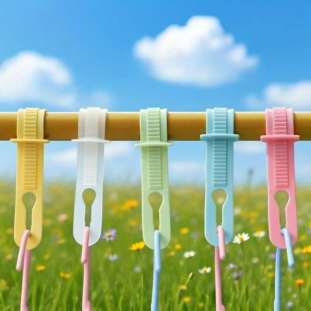 50pcs Windproof Clothes Hanger, Fixed Hook, Anti Slip Clothes Hanger, Adjustable Laundry Buckle, Suitable for Indoor and Outdoor Qme
