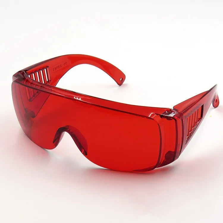 Colorful goggles, waterproof, splash proof, anti fog glasses, blinds, multifunctional labor protection glasses Qme Red