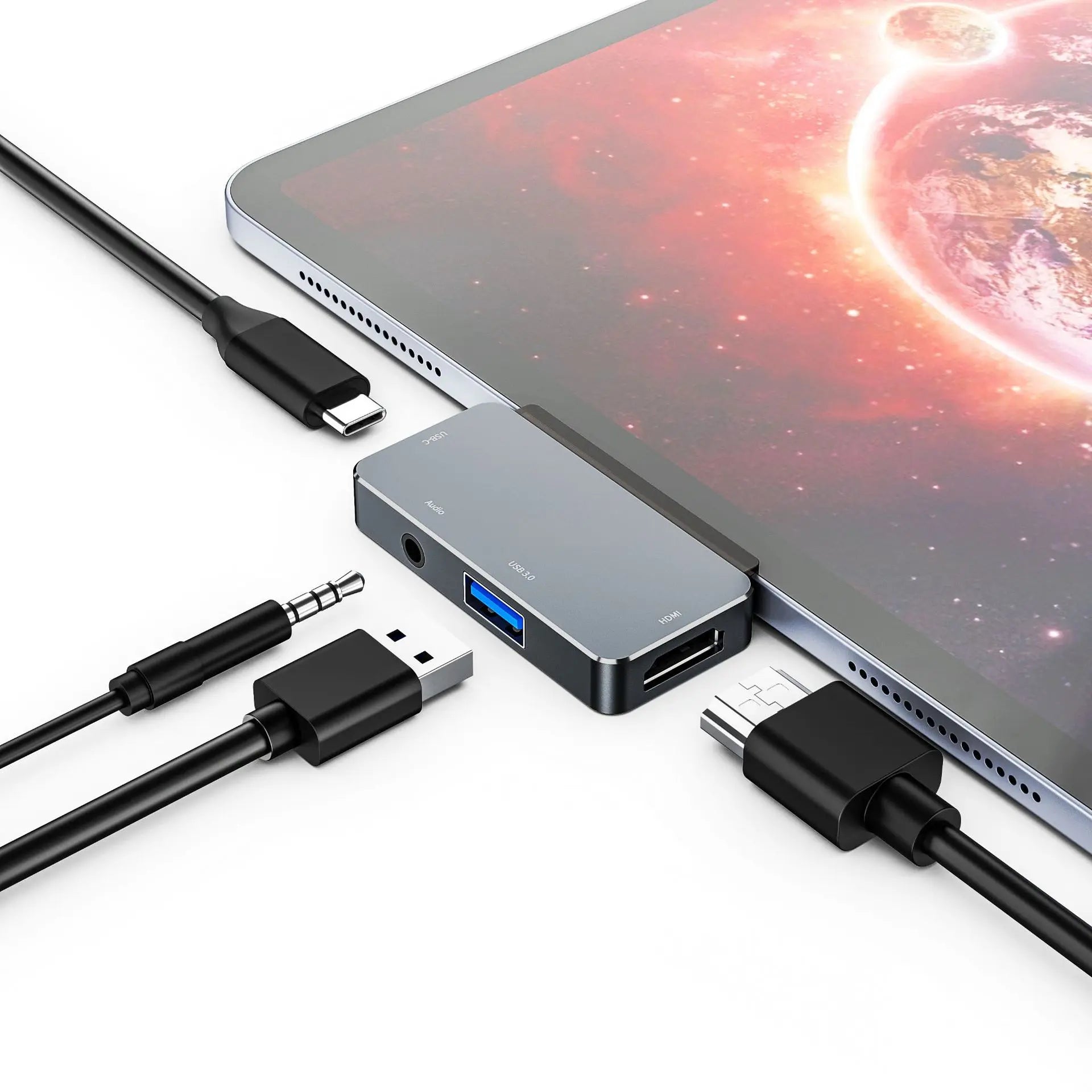 USB C HUB for Microsoft Surface Go/Go2/Go3 USB 3.0 to RJ45 3.5mm Audio Adapter Dock Multi USB Hub Ethernet USB3.0 Splitter Qme 4